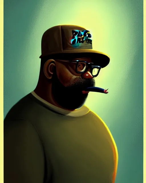 Image similar to painting portrait of big smoke evaporating as smoke, cartoon, warm lighting. big smoke's body is smoke. movie poster, illustration by bartek fedyczak, erak note, tooth wu, neil richards, kan liu, siwoo kim, jisu choe, trending on art station