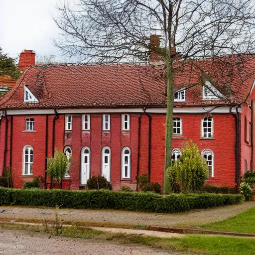 Prompt: 1 8 8 0 s big german farmhouse, red bricks, hanover, lower saxony