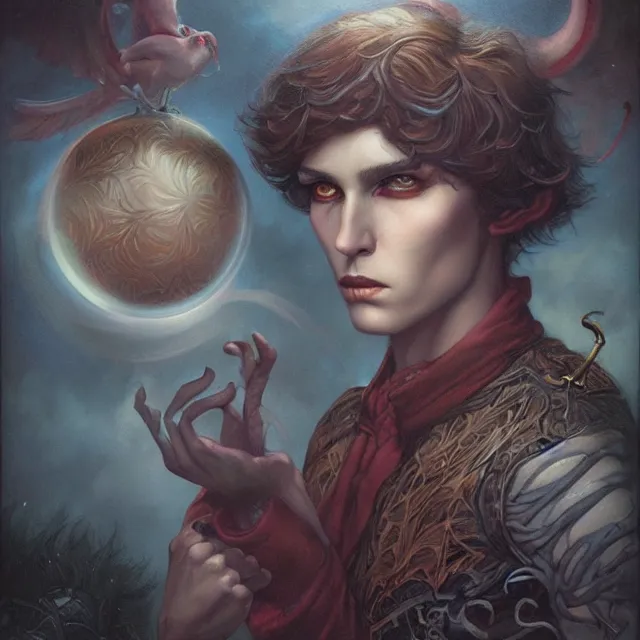 Image similar to portrait of a magical monster boy, art by tom bagshaw and manuel sanjulian