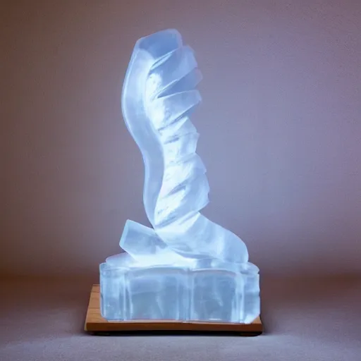 Image similar to Ice sculpture form of hot water bag, white background