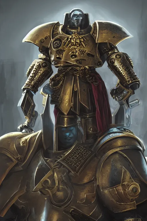 Image similar to armor portrait heros warhammer 4 0 k horus heresy fanart - the primarchs emperor by johannes helgeson animated with vfx concept artist & illustrator global illumination ray tracing hdr fanart arstation zbrush central hardmesh 8 k octane renderer comics stylized