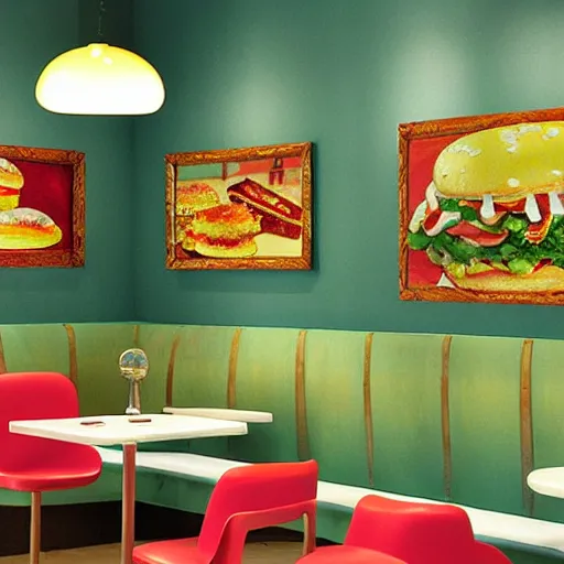 Image similar to aesthetic McDonald’s restaurant, Monet