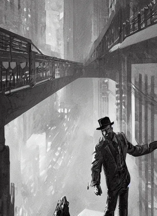 Image similar to portrait, noir detective, dramatic lighting, cinematic, establishing shot, extremly high detail, foto realistic, cinematic lighting, post processed, concept art, artstation, matte painting, style by eddie mendoza, raphael lacoste, alex ross