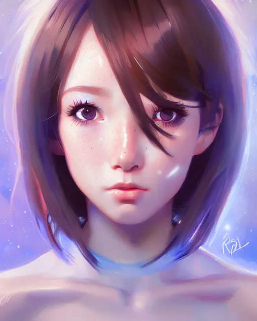 Image similar to portrait Anime space cadet girl cute-fine-face, pretty face, realistic shaded Perfect face, fine details. Anime. realistic shaded lighting by Ilya Kuvshinov Giuseppe Dangelico Pino and Michael Garmash and Rob Rey, IAMAG premiere, aaaa achievement collection, elegant freckles, fabulous