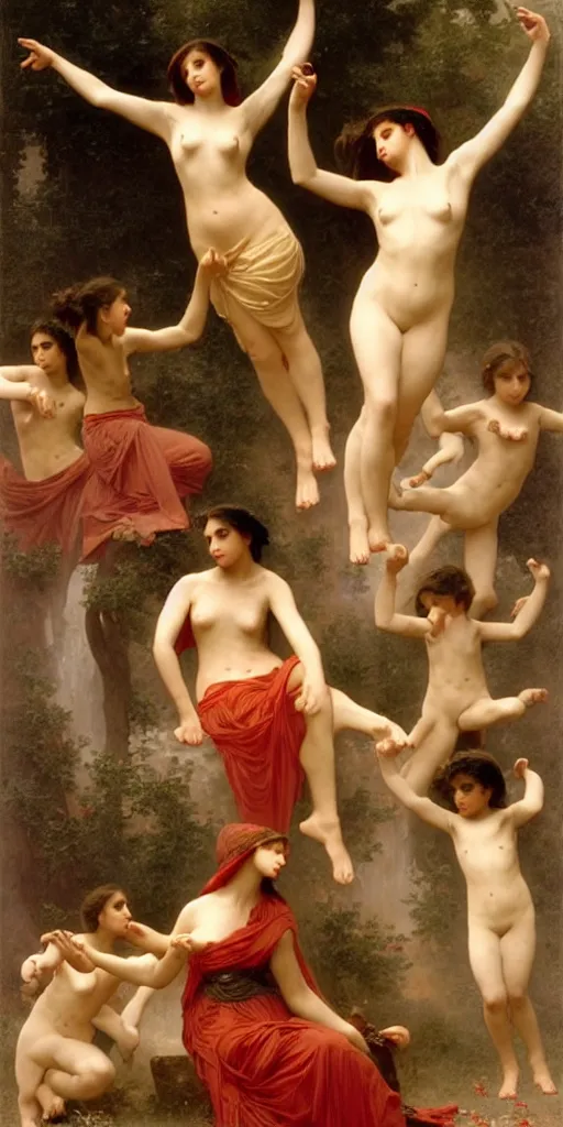 Prompt: The fire dance, painted by William-Adolphe Bouguereau