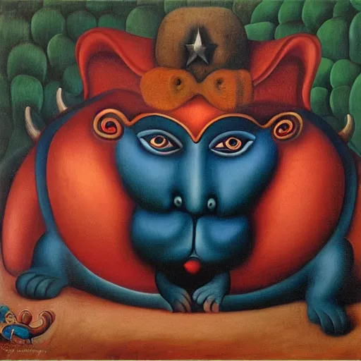 Prompt: colombian devil by botero, diablo