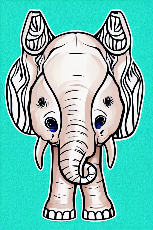 Image similar to A portrait of a baby elephant, sticker, highly detailed, colorful, illustration, smooth and clean vector curves, no jagged lines, vector art, smooth