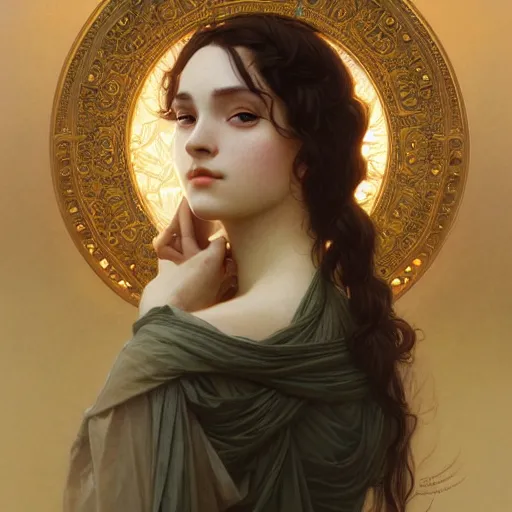 Image similar to portrait of goddess, intricate, elegant, highly detailed, digital painting, artstation, concept art, smooth, sharp focus, illustration, art by artgerm and greg rutkowski and alphonse mucha and william - adolphe bouguereau