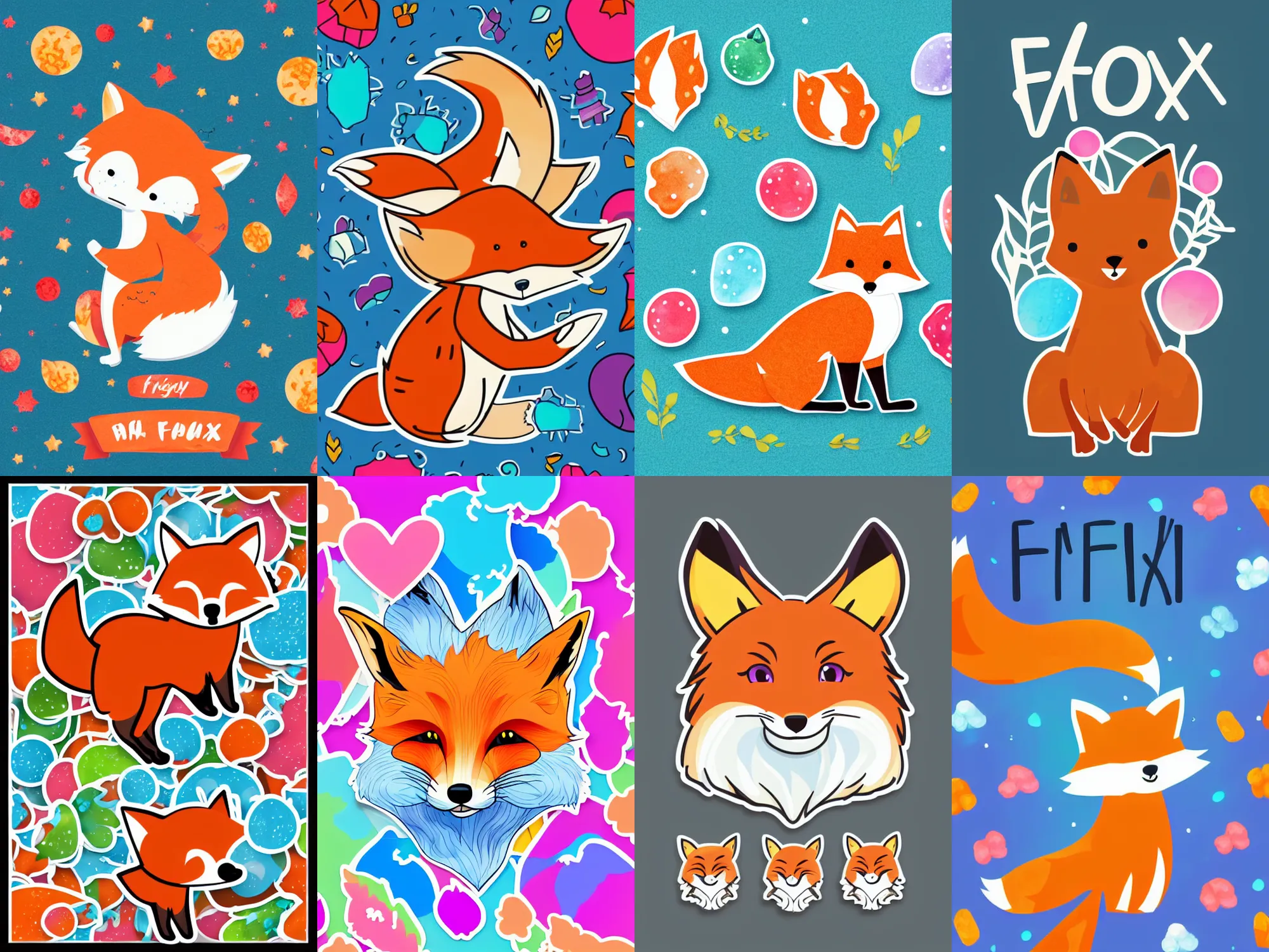 Prompt: a fluffy cute fox, sticker, colorful, water colour illustration, highly detailed, simple, smooth and clean vector curves, no jagged lines, vector art, smooth