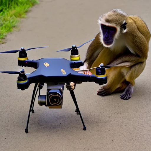 Image similar to monkey driving a drone 4k ultra hd