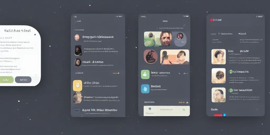 Image similar to UC mock-up for a time traveling app, hyperrealistic, flat design, dark mode