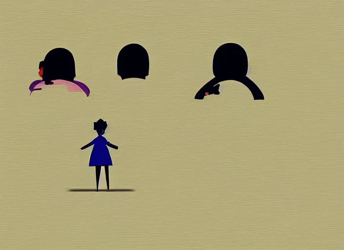 Prompt: character shape design exploration silhouettes of a family of ghosts, minimalist mixed media layout from masaaki yuasa ( 1 9 9 7 )