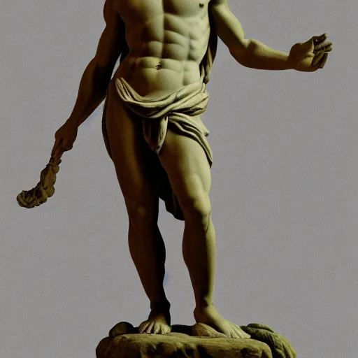 Image similar to a 3 d render of the statue of david out of marble, in the style of michelangelo