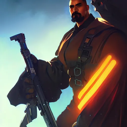 Prompt: Gabriel Reyes Reaper by Stanley Artgerm Lau, greg rutkowski, thomas kindkade, alphonse mucha, loish, Norman Rockwell, Overwatch, concept art, game art, digital painting, digital art, portrait