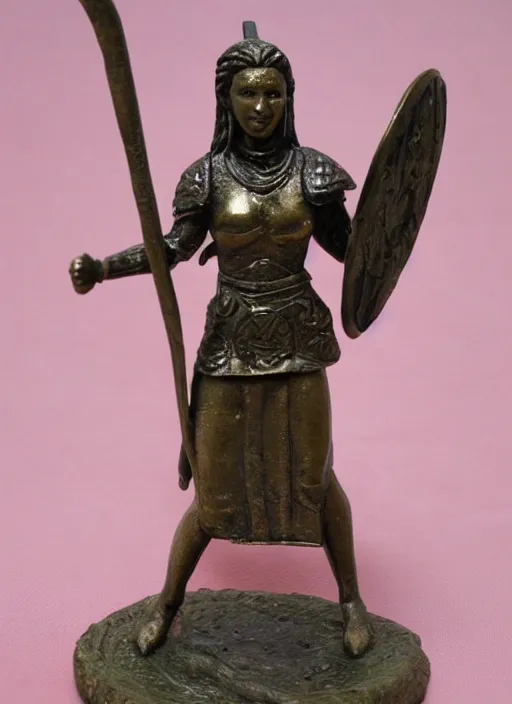 Prompt: Images on the store website, eBay, Miniature Statue of a Female Ancient Warrior with Shield