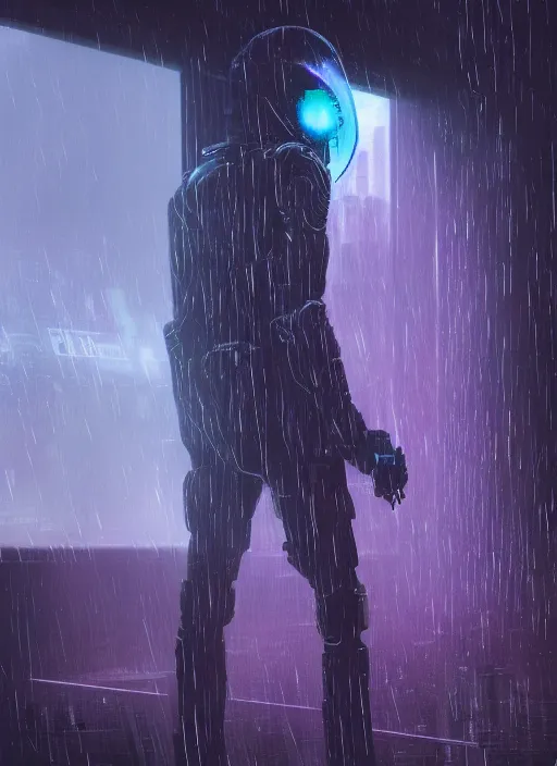 Prompt: lonely one cyber godly person made of cosmic nebula galaxy energy watching a vast rainy colorful complex cyberpunk futuristic city from behind at night through a window in a room, 8 k, photorealistic, concept art, wet, highly detailed, cinematic mood by ridley scott, ghost in the shell, akita, digital painting, trending on artstation, glowing lights, sharp focus, epic