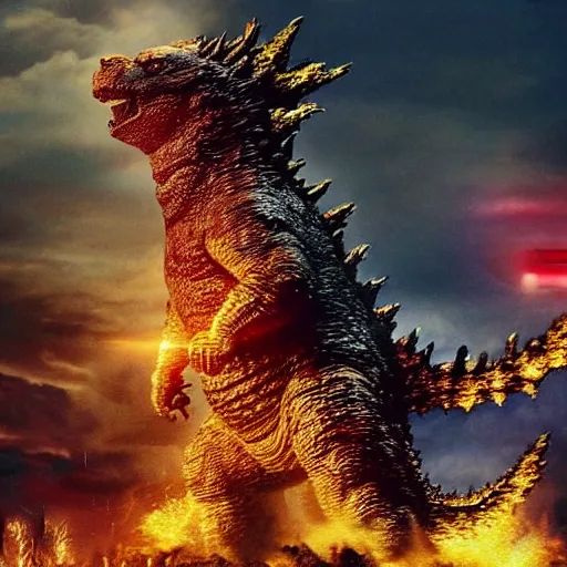 Image similar to godzilla with the head of winnie the pooh and the face of xi jinping, cinematic composition, epic dramatic lighting, realistic, hyperdetailed, photorealistic, photograph, epic scale