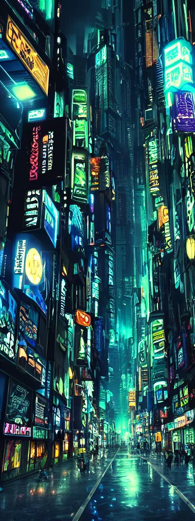 Image similar to A magnificent dark neon futuristic cyberpunk city bustling street at night made in cinema4d, masterpiece, hyper realistic, extreme details, cinematic