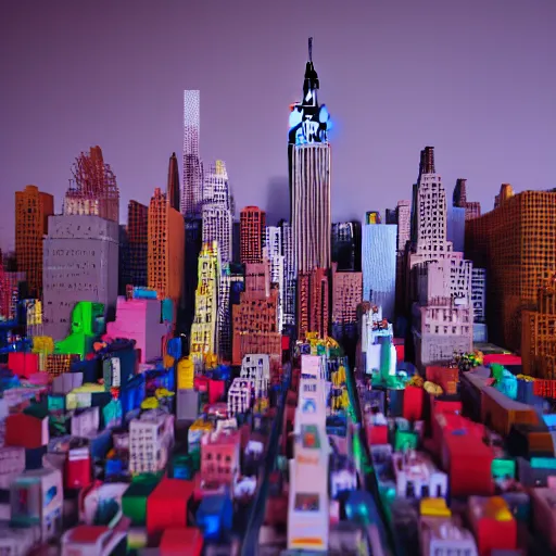 Prompt: new york made of plastic toys!!!!, amazing details, atmospheric, 4 k, aesthetic octane render, street view, warm hue's