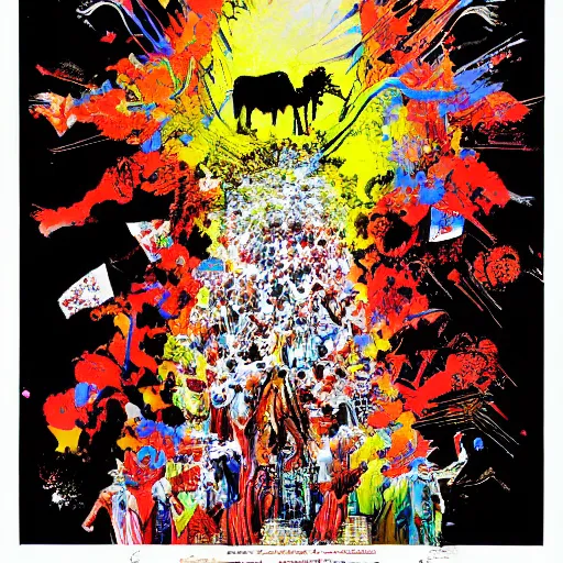 Prompt: the Republican national convention, Ralph steadman, psychedelic, surreal, ink splatter, detailed, 4k