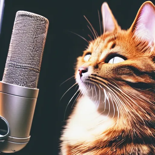 Image similar to cat singing in a recording studio