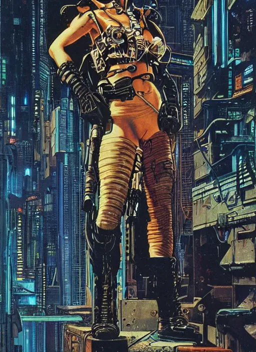 Image similar to cyberpunk mercenary. portrait by clyde caldwell and jean giraud and anton otto fischer and john philip falter and will eisner and gil elvgren