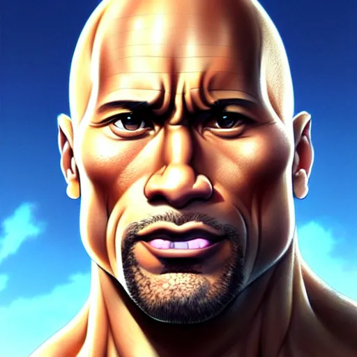 Image similar to dwayne the rock johnson, portrait shinkai makoto studio ghibli studio key hideaki anno sakimichan stanley artgerm lau rossdraws james jean marc simonetti elegant highly detailed digital painting artstation pixiv