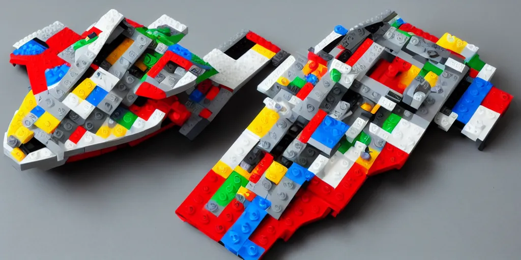 Image similar to spaceship made of lego bricks