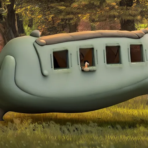 Image similar to catbus from Studio Ghibli, model, high quality 3d render, unreal engine