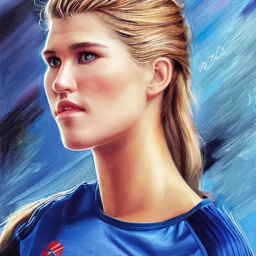 Image similar to eugenie bouchard in the style of stefan kostic, realistic, full body, sharp focus, 8 k high definition, insanely detailed, intricate, elegant, art by stanley lau and artgerm