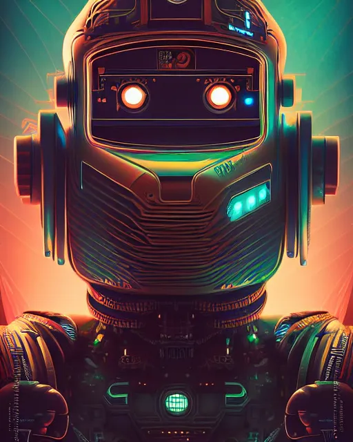 Image similar to robot, character portrait, portrait, close up, concept art, intricate details, highly detailed, sci - fi poster, cyberpunk, in the style of looney tunes by warner bros