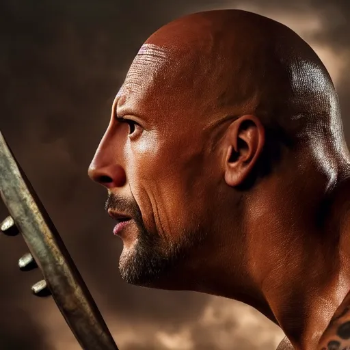 Image similar to Dwayne Johnson as dinasty warrior ,dramatic, intricate, highly detailed, smooth, sharp focus, film still, 8K