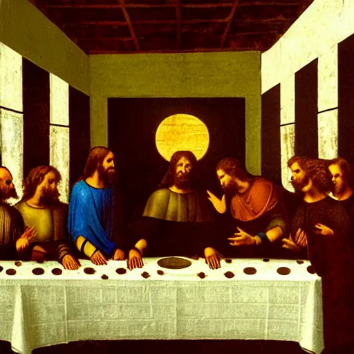 Image similar to darth vader darth vader in the last supper by leonardo davinci