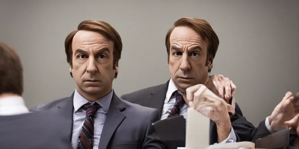 Image similar to Saul Goodman defending Spider-Man in court, photorealistic, 4K