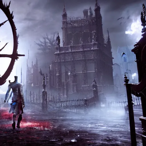 Prompt: gameplay of a bloodborne sequel, good graphics