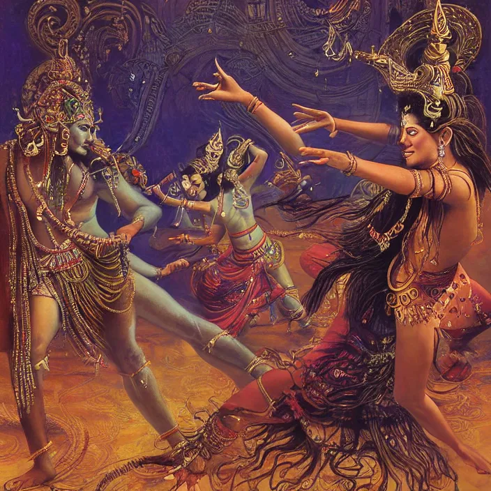 Prompt: shiva dancing, art by james c. christensen and keith parkinson