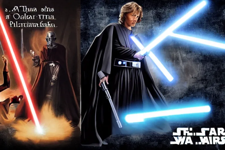 Prompt: photograph of the jedi order vs anakin vs palpatine