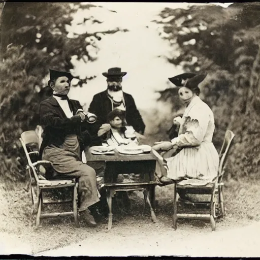 Prompt: “ grizzly bear tea party, 1 9 0 0 ’ s photo ”