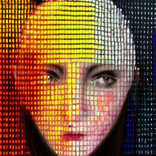 Image similar to portrait of a woman inspired by data - driven art, generative, self - confidence, electrons, coding