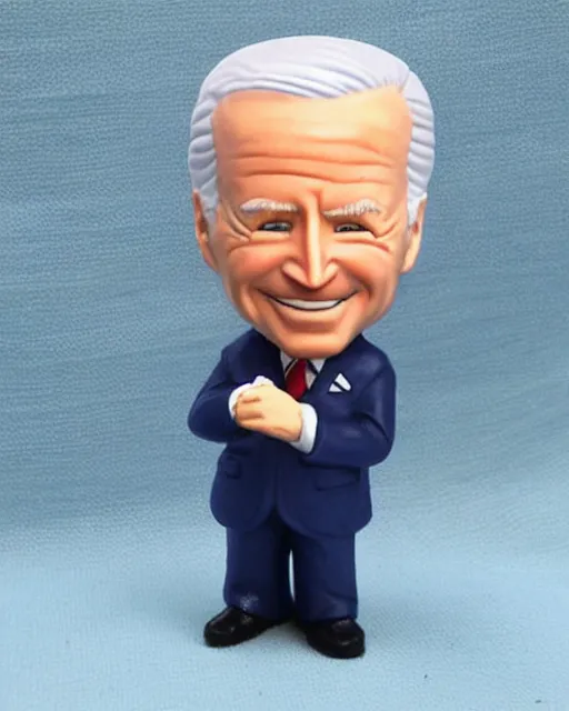 Image similar to a cute little plastic chibi statuette of joe biden in pajamas and sleeping cap, ebay listing, product picture, advertisement, thumbnail