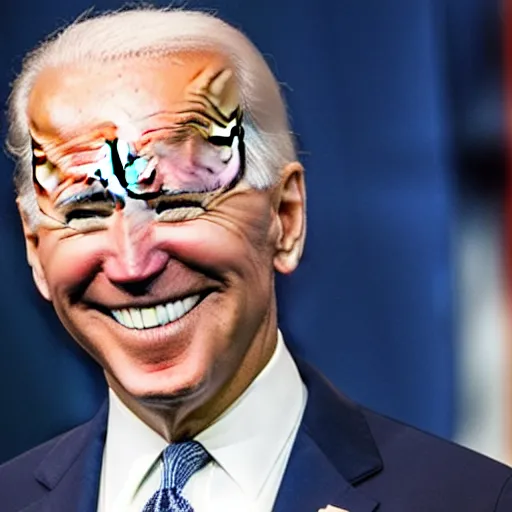 Image similar to photo of joe biden smiling in the shadows, scary