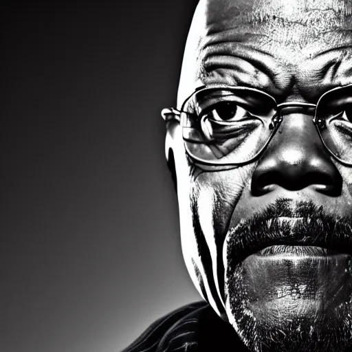 Image similar to portrait of samuel l. jackson as walter white from | breaking bad!!!!!!!! | film, cinematic, 4 k, dslr photo