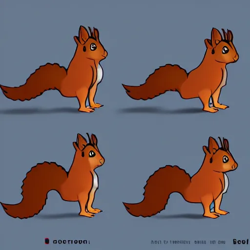 Image similar to a cute squirrel standing on four legs in profile, drawn in concept art style