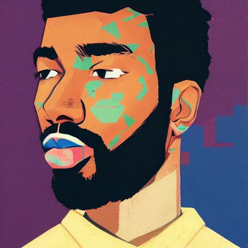 Image similar to Brent Faiyaz profile picture by Sachin Teng, asymmetrical, Organic Painting , Matte Painting, geometric shapes, hard edges, graffiti, street art:2 by Sachin Teng:4