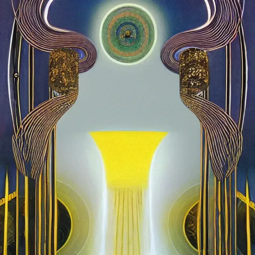 Image similar to Magical Amun-Ra Infinite Nexus Portal, Margaret Clarke, Kay Nielsen, Oils, hyperrealism