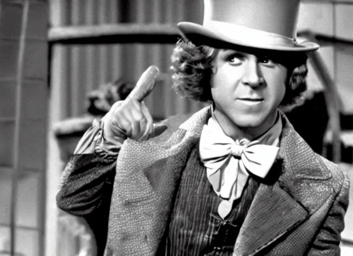 Prompt: film still of Ryan Reynolds as Willy Wonka in Willy Wonka and the Chocolate Factory 1971