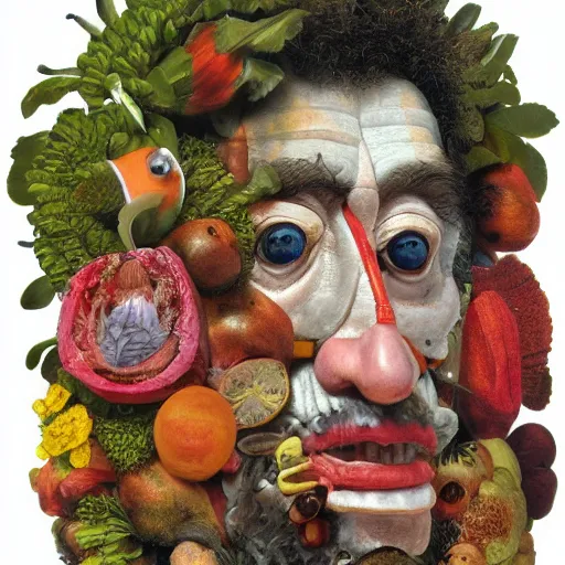 Prompt: arcimboldo, giuseppe painting as a 3 d funco toy