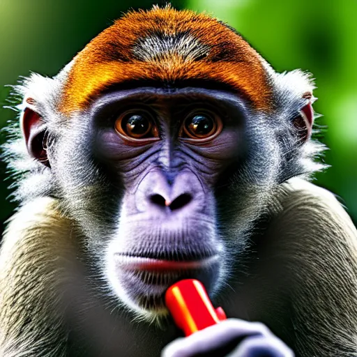 Image similar to a monkey using a drill, 4 k, highly detailed