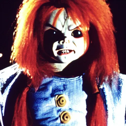 Image similar to Michael Jackson as Chucky the killer doll from the movie Child's Play