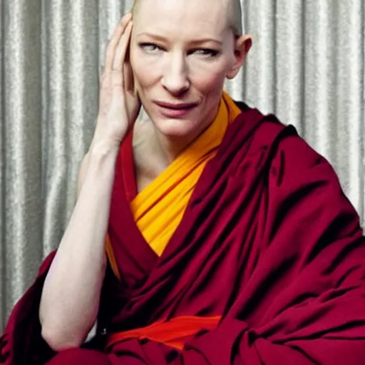 Image similar to cate blanchett as buddhist monk